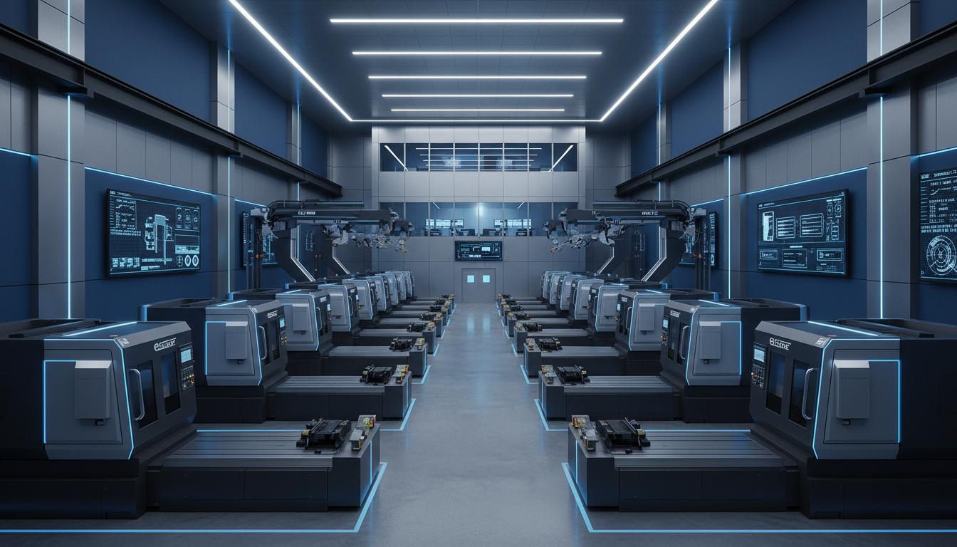 Nowoczesna hala produkcyjna z maszynami CNC - skup maszyn przemysłowych